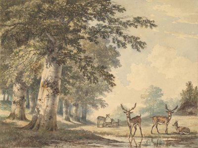 Deer under Beech Trees in Winter by Hendrik Gerrit ten Cate