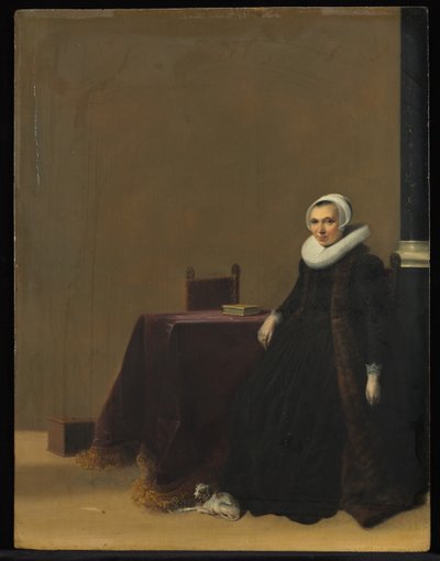 Portrait of a Woman with a Dog by Hendrik Gerritsz. Pot