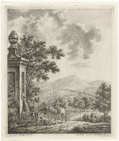 Landscape with Figures by a Well by Hendrik Godart de Marée