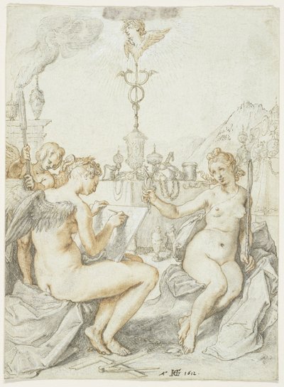 Allegory on the Art of Drawing with the Emblem of the Artist by Hendrik Goltzius