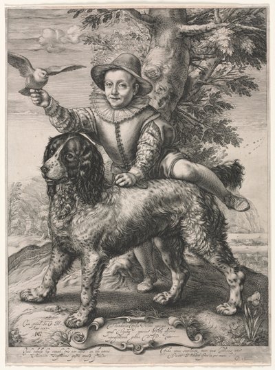 Portrait of Frederick de Vries and His Dog, 1597 by Hendrik Goltzius