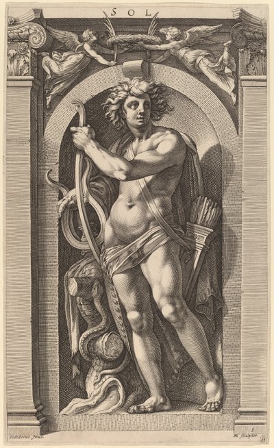 Sol or Apollo by Hendrik Goltzius after Polidoro da Caravaggio