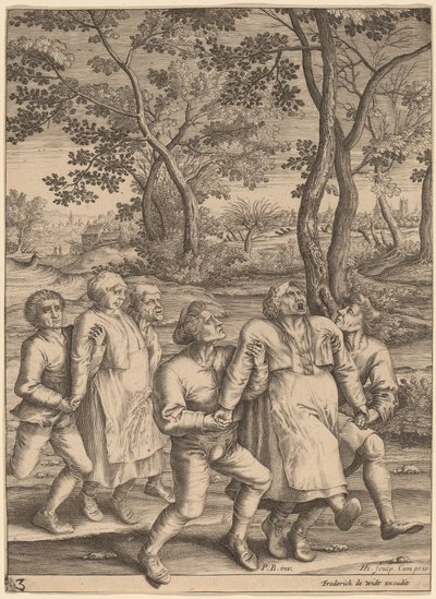 Epileptics Walking to the Right by Hendrik Hondius I after Pieter Bruegel the Elder