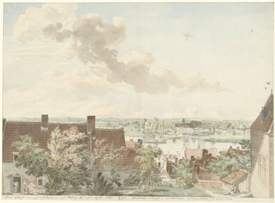 View of Nijmegen with a Ferry over the River by Hendrik Hoogers