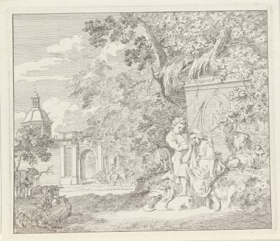Couple by a Classical Monument and a City Gate (Annette and Lubin) by Hendrik Hoogers