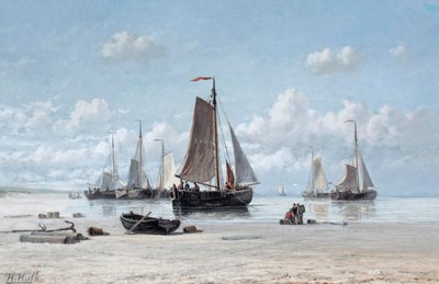Fishing Vessels on the Beach, Zandvoort by Hendrik Hulk