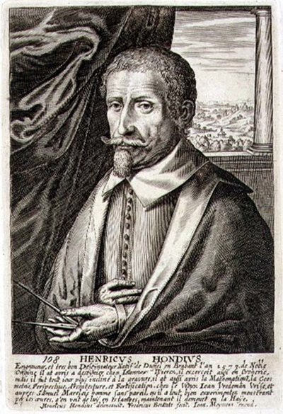 Self Portrait, Plate 108 from a Series of Portraits of Artists, Engraved by Frederik Bouttats II by Hendrik I (after) Hondius