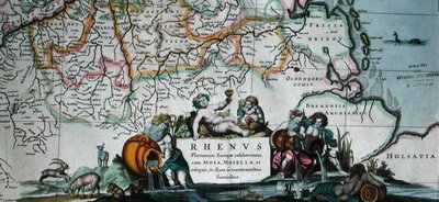 Cartouche of a map of the course of the Rhine, from 