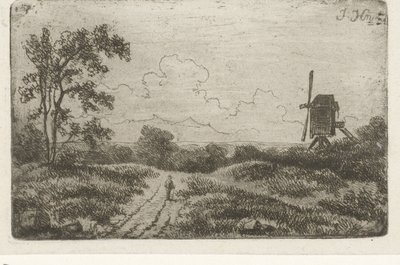 Figure on a Road by a Mill by Hendrik Jan Hein