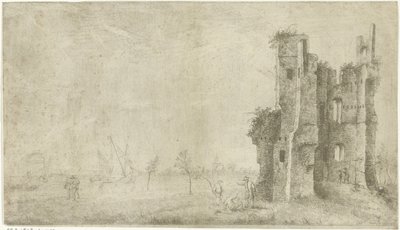 Ruins of Huis te Merwede near Dordrecht by Hendrik Kobell