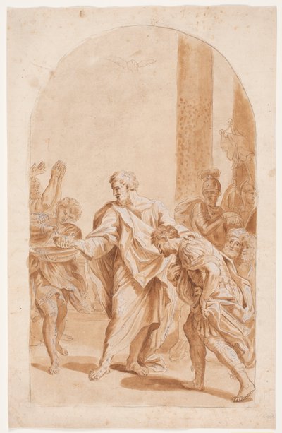 St. Peter Baptizes Centurion Cornelius. (Acts 10:47-48) by Hendrik Krock