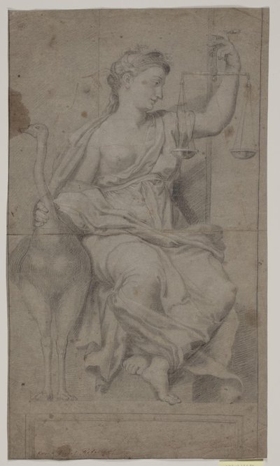 Seated Justitia. (Study after Figure in Sala di Costantino, Vatican, Rome) by Hendrik Krock