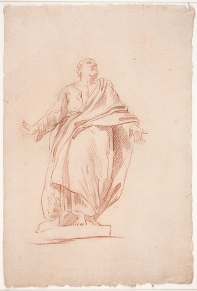 Standing Man with Outstretched Arms, on a Pedestal. (Study after Sculpture). (A Saint) by Hendrik Krock