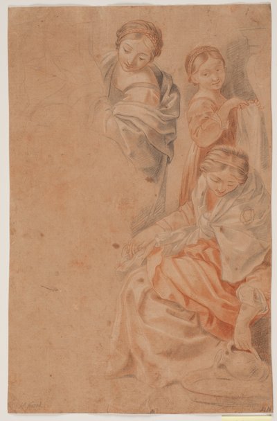 Three Female Figures. Study After Guido Reni