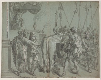 The Tyrant Phalaris of Agrigentum Encloses the Sculptor Perillus in the Glowing Bronze Bull by Hendrik Krock