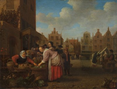 View of the Great Market in Rotterdam by Hendrik Maertensz Sorgh