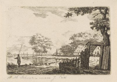 Landscape with Fisherman by Hendrik Marcus Schouten