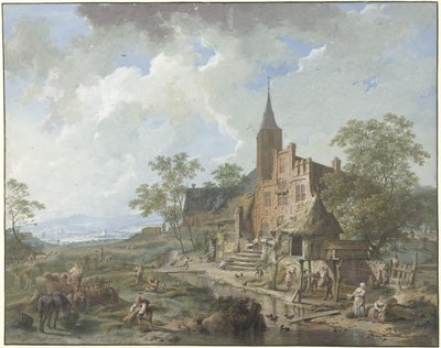 Harvest Near a Village in a Hilly Landscape by Hendrik Meijer