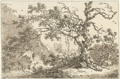 Resting Traveler with His Dog in a Landscape (Twelve Designs for Learning to Draw Landscape series) by Hendrik Meijer