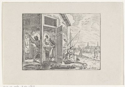 Figures Working in a Blacksmith Shop and on the Land by Hendrik Numan