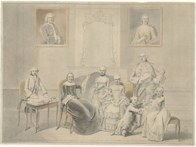 The Children of Pieter Cornelis Hasselaer and Clara Wendela Sautijn, Whose Portraits Hang on the Wall, with Their Grandmother Wendela Eleonora Reael by Hendrik Pothoven