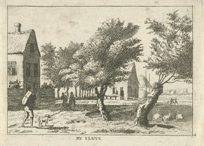 Traveler by a Village, By Sluys (title on object), Landscapes in the Schieland Region (series title) by Hendrik Roosing