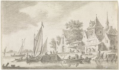 View of a Village by a River by Hendrik Spilman