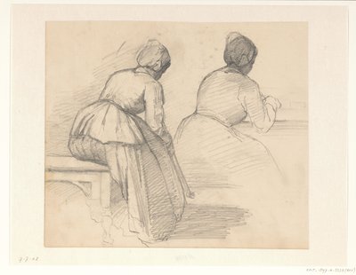 Two Studies of a Seated Woman, Seen from the Back by Hendrik Valkenburg