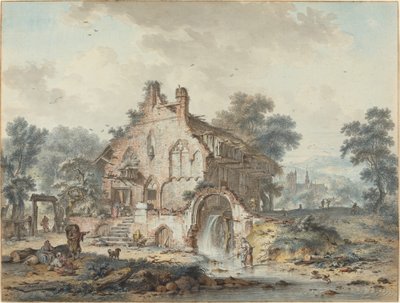 Rustic Watermill in a Gothic Ruin by Hendrik de Meyer II