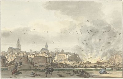 The Explosion of the Gunpowder House in Delft, 12 October 1654 by Hendrik de Winter (signed by artist)