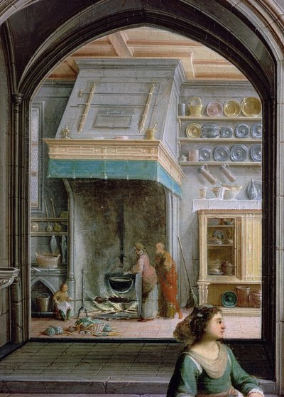 Christ in the House of Martha and Mary (detail of the kitchen) by Hendrik the Younger Steenwyck