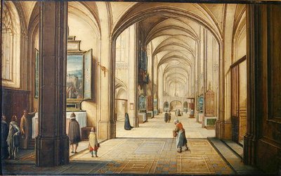 Church Interior with a Sacristan Showing a Painting to Visitors by Hendrik the Younger Steenwyck