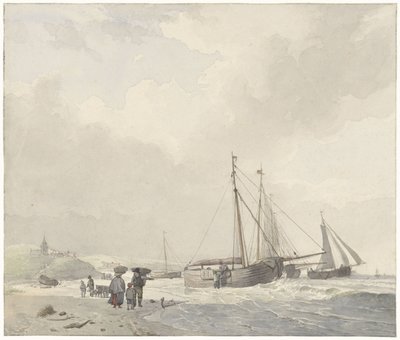 View of the Beach at Scheveningen by Hendrikus van de Sande Bakhuyzen