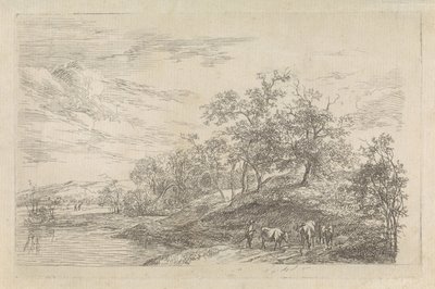 Hilly Landscape with Shepherd and Cows by Hendrikus van de Sande Bakhuyzen