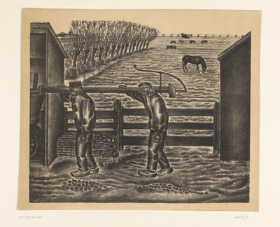 Two Farmers in a Landscape by Henk Henriët (signed by artist)