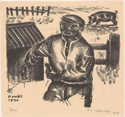 Farmer by a Barn by Henk Henriët