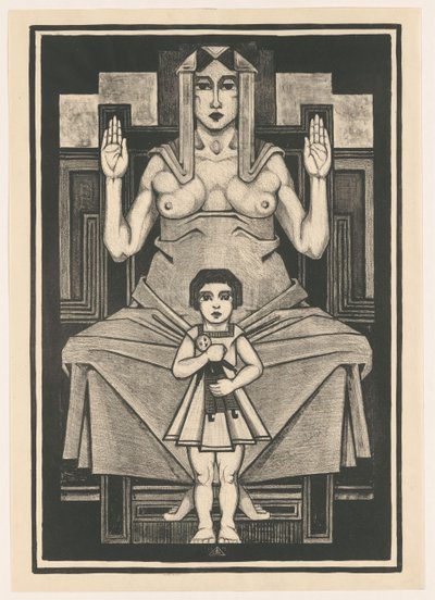 Stylized Composition with a Child in Front of a Seated Woman by Henk Schilling