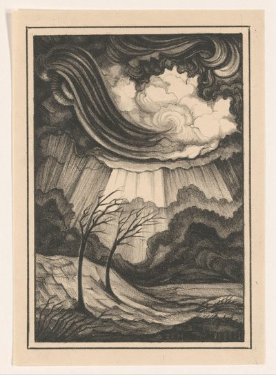 Landscape with Bare Trees and Cloudy Sky by Henk Schilling