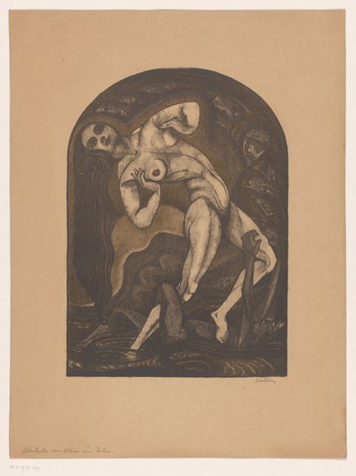 Naked Woman Standing on a Lying Man (Illustration for Nana by Zola) by Henk Schilling