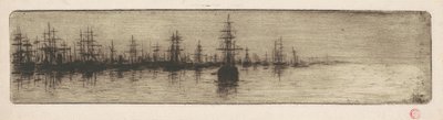 Tall Ships in a Harbor by Henri-Charles Guérard