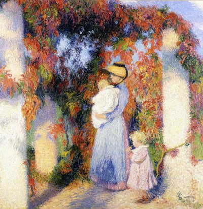 Woman with Two Children under the Main Pergola in Marquayrol, c.1900 by Henri Charles Manguin
