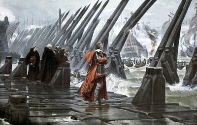 Cardinal Richelieu on the Sea Wall at La Rochelle by Henri Paul (after) Motte