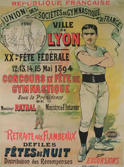 Poster advertising a gymnastics contest in Lyon by Henri  Gray