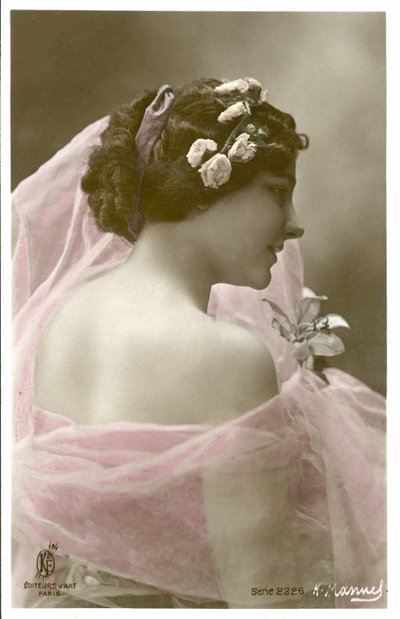 Woman in pink scarf by Henri (after) Manuel