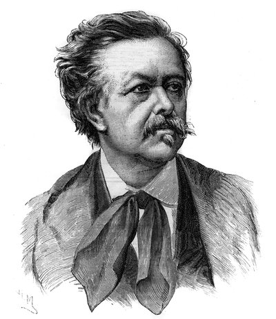Portrait of Emile Gigault de La Bedolliere (1812-1883) French writer, journalist and translator - engraving after the drawing by Henri Meyer by Henri (after) Meyer
