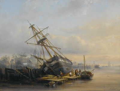 Making Repairs in the Shipyard by Henri Adolphe Schaep