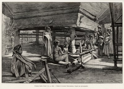 Batak women, North Sumatra ethnic group, weaving by Henri Alphonse Louis Laurent Desrousseaux