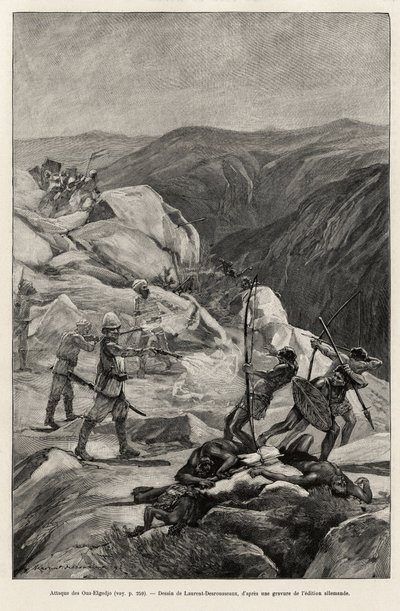 Oua-Elgedjo Attack. Engraving by Laurent Desrousseaux to Illustrate the Story 