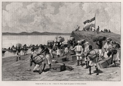 Passage of the Nile. Engraving by A. Paris to illustrate the story 