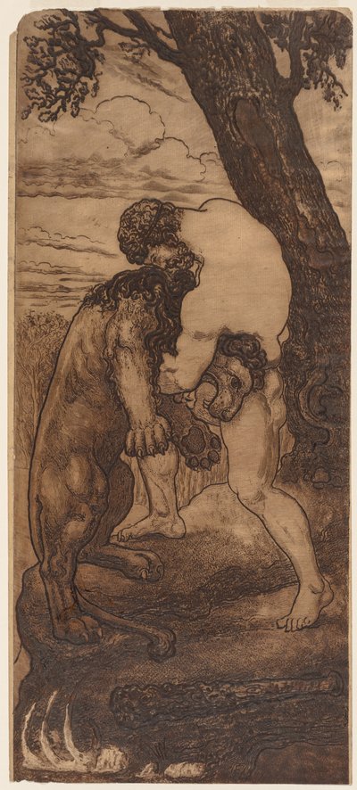 Hercules and the Nemean Lion by Henri Arthur Lefort des Ylouses